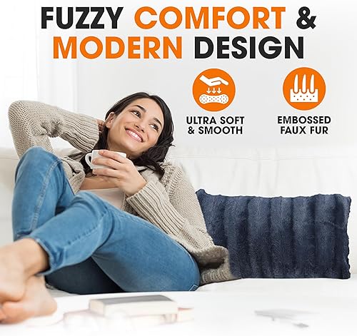 Miniatura 2 de Cheer Collection Funda de Cojín de Piel Sintética - Funda de Cojín Esponjosa, Funda Suave para Cojines Decorativos para Sofá, Acogedora Funda de