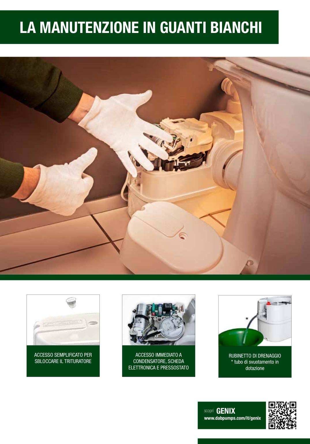 DAB GENIX WL 110 Triturador para inodoro con conexión de inodoro lateral y lavabo.