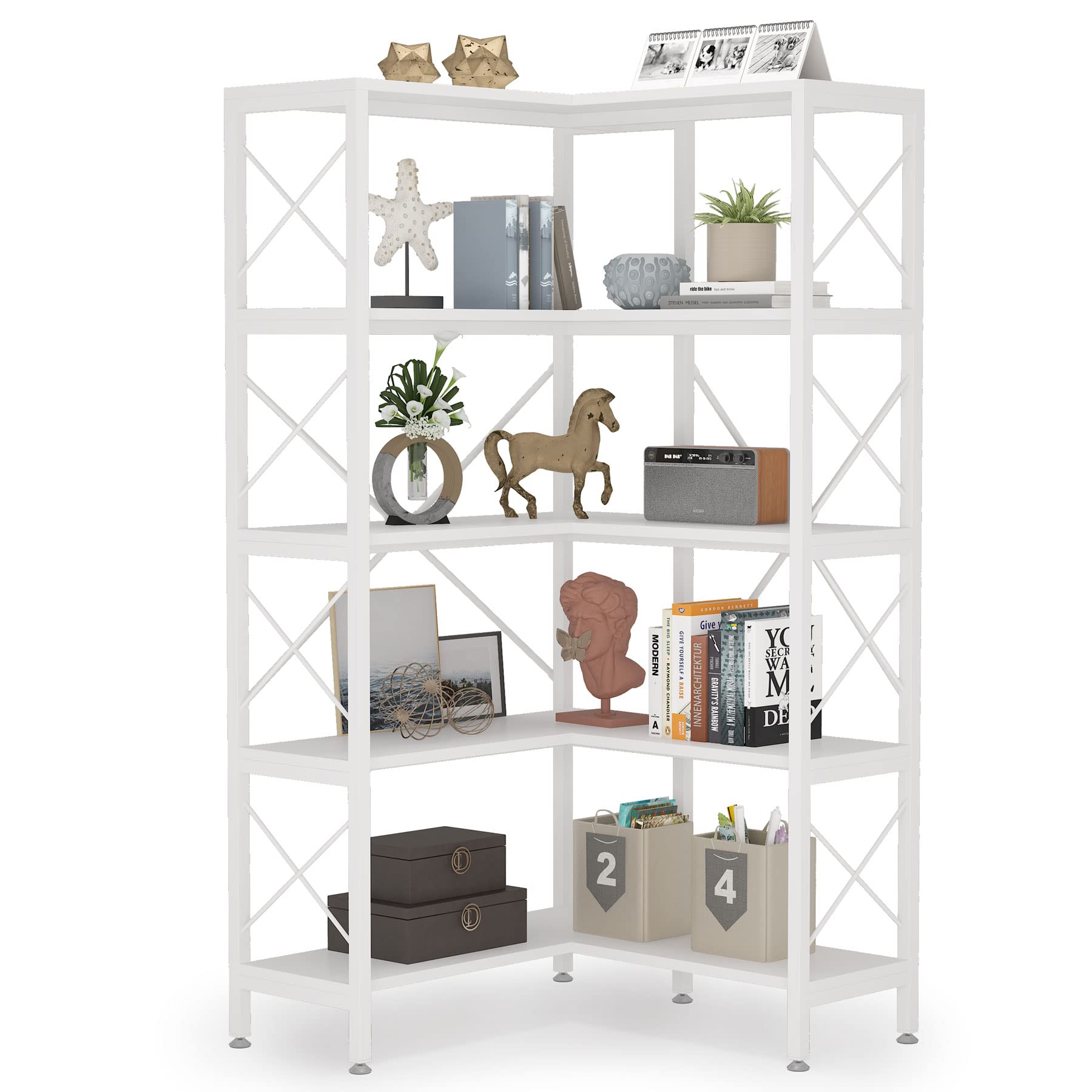 Tribesigns 5Shelf Corner Bookshelf, Large Modern Corner Bookcase, 5