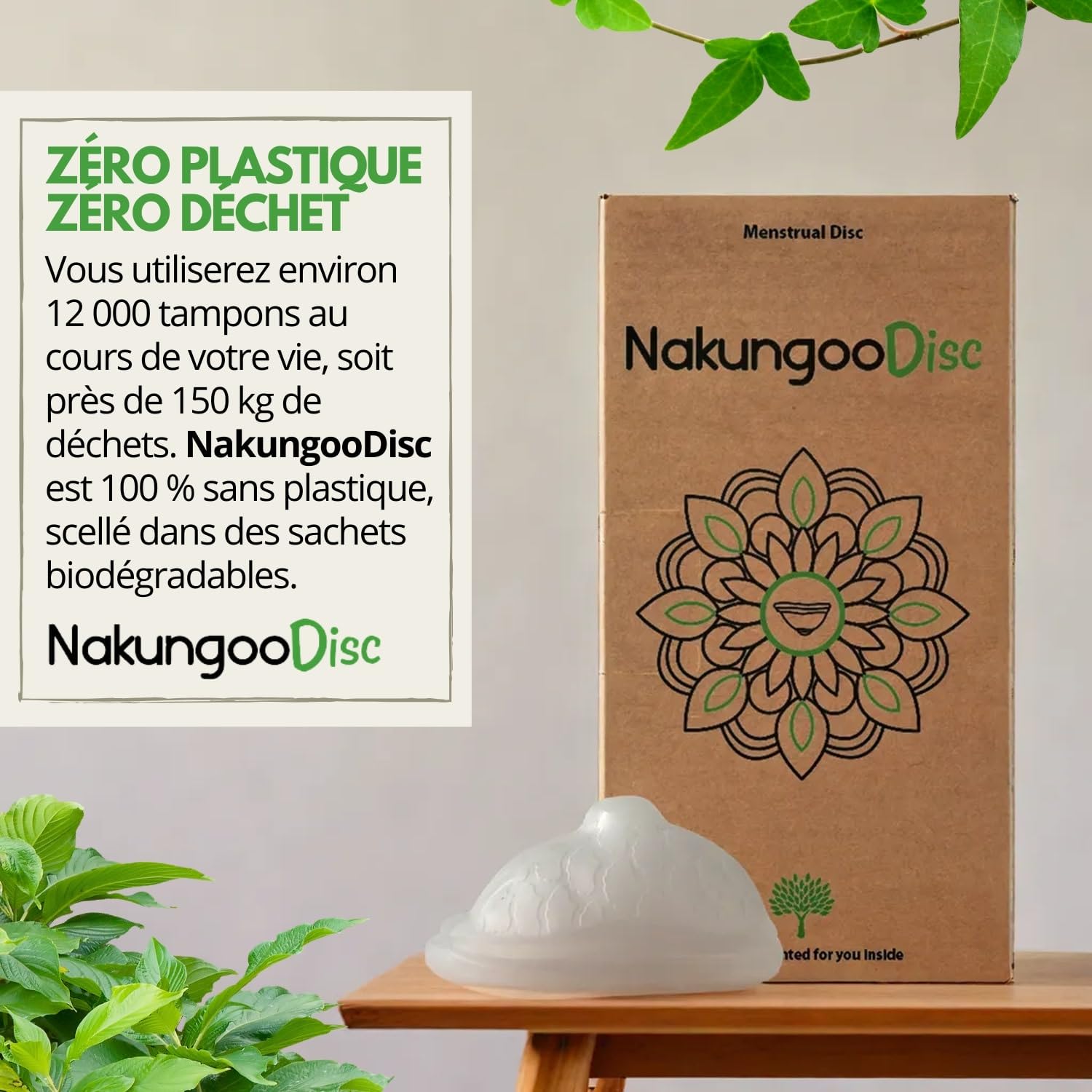 Nakungoo Disc Disque Menstruel Souple 100% Silicone Medical Certifié, Reutilisable, pour Rapports Sexuels | Kit 2 Tailles (S et L) pour Flux Abondant et Léger avec Stérilisateur et Accessoires