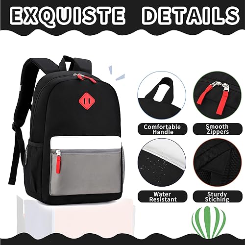Miniatura 3 de Mochila para niños pequeños, mochila preescolar de 12 pulgadas para niños y niñas de 2 a 4 años, mochila preescolar con hebilla en el pecho (negro y