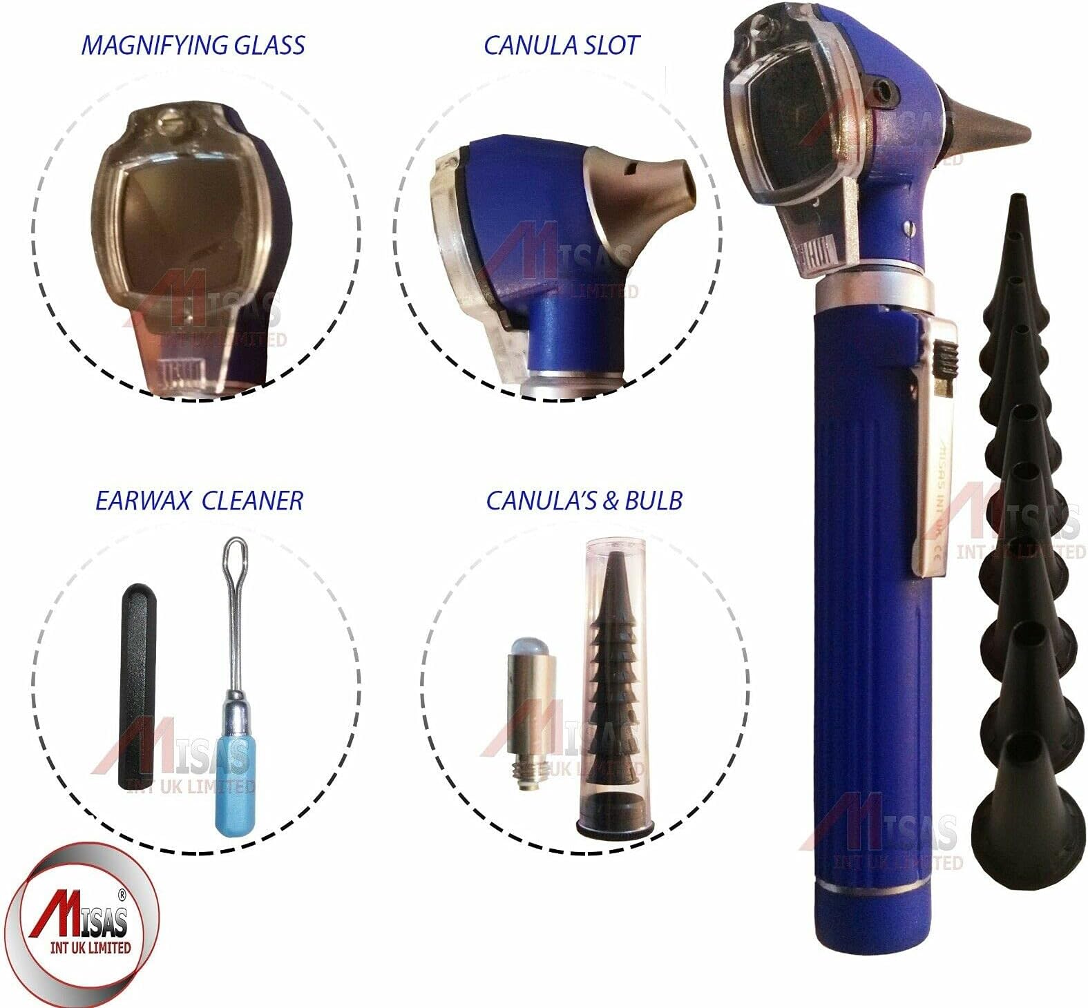 Mini Otoscope Fiber Optic Medical Diagnostic Examination New Blue