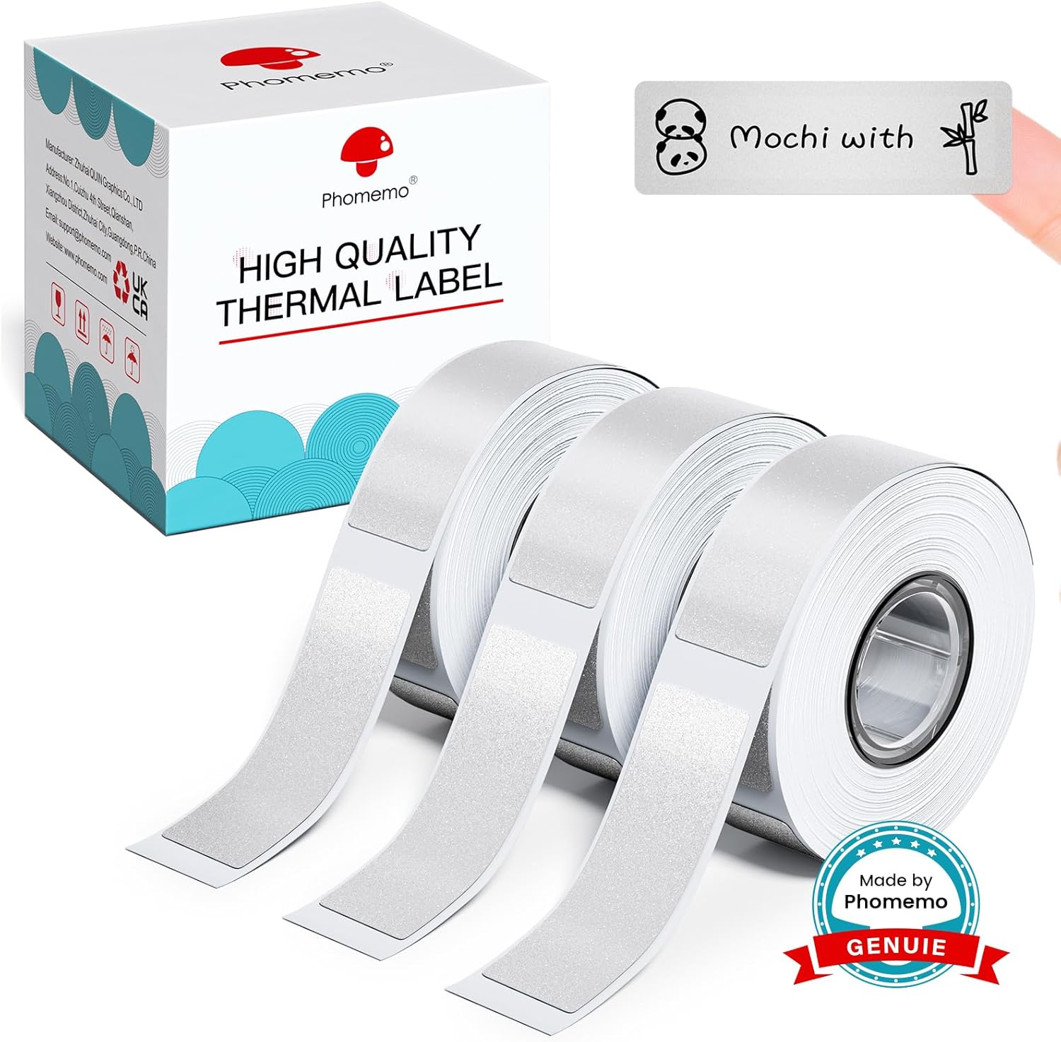 Phomermo D30 Label Maker Tape, Black on Cream White with Glitter Transparent Label Sticker Thermal Paper Self-Adhesive, 14 x 40mm (1/2" x11/2) 160 Tapes/Roll, 3 Rolls for D30 D35 Q30 Q30S Q31 D30Pro