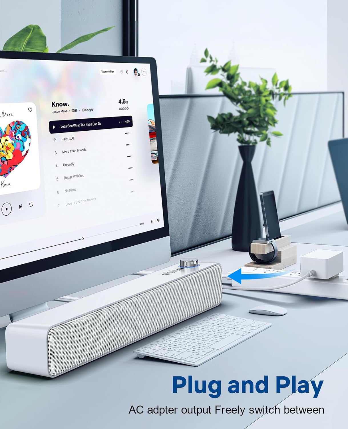 LENRUE A35 speaker connected to a computer setup