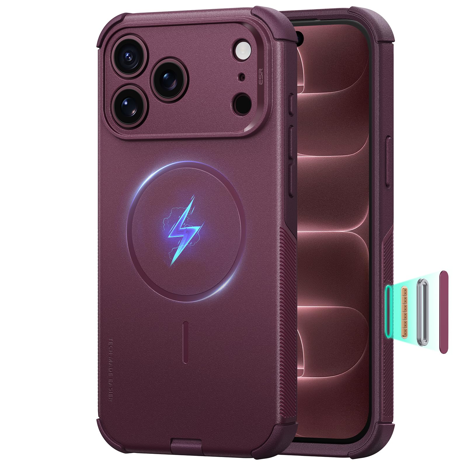 Cyber Tough for iPhone 18 Pro Max/17 Pro Max Case, Burgundy