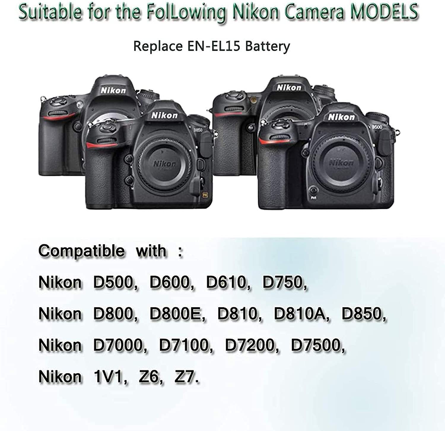 EH-5 Adaptateur Plus EP-5B Kit pour appareils photo numériques Nikon P520, P530, D600, D610, D750 D7000, D7100, D800, D800E, D810, D800A, 1V1