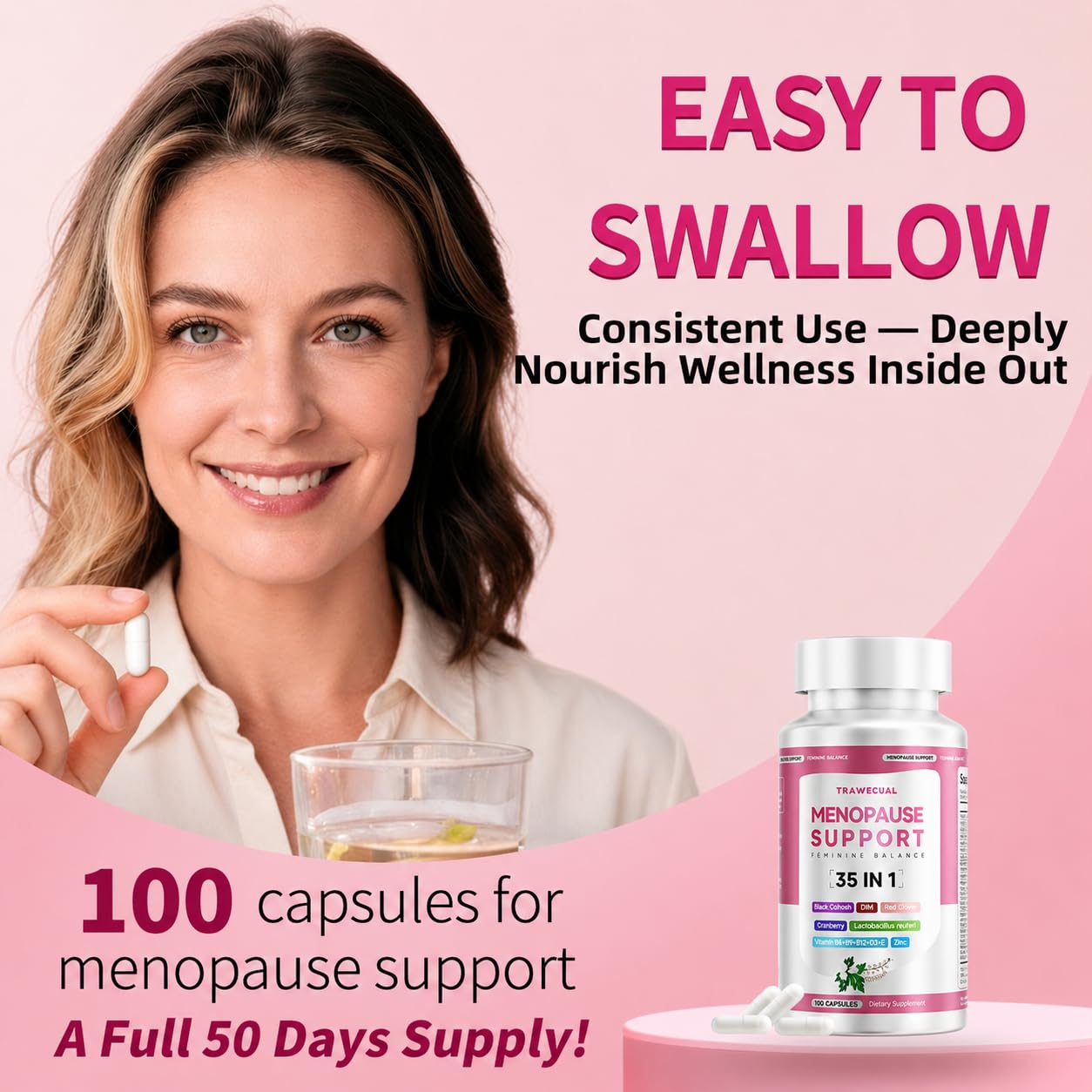Menopause Supplements For Women, 400mg Black Cohosh 200mg DIM, 100 Capsules — Amazon image 9