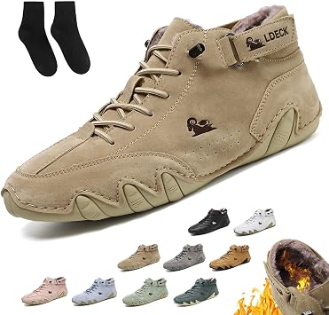 Anthoern Shoes, Anthoern Winter Mens Waterproof Fashion Orthopedic Shoes Breathable Non-Slip Lightweight Beck Shoes Warm Lined Winter Hiking Walking Snow BootsKhaki,US 11.5