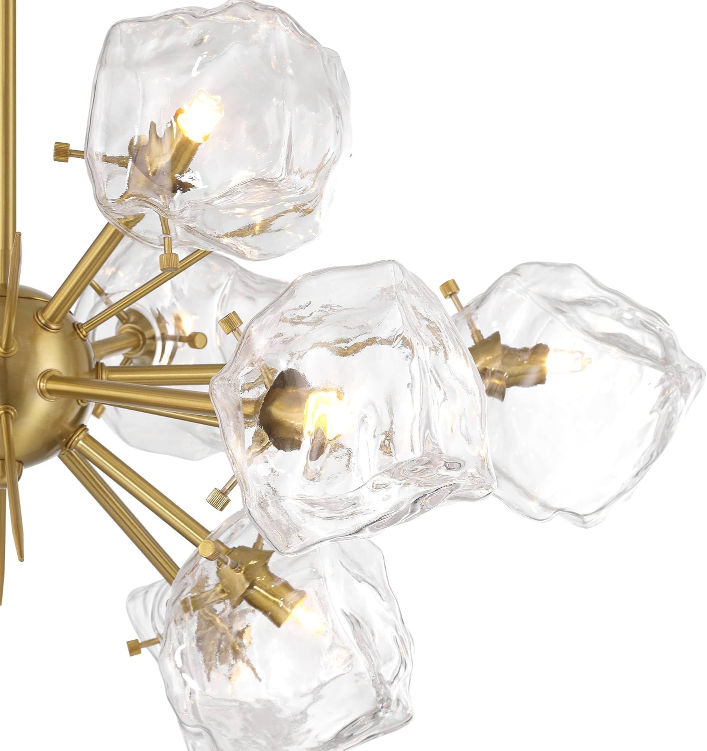 Possini Euro Design Klara 30" Modern Pendant Chandelier Ceiling Light Fixture Dining Room Over Table Kitchen Island Foyer Sputnik Hanging 12-Light LED Dimmable Clear Soft Gold Finish Glass Hallway