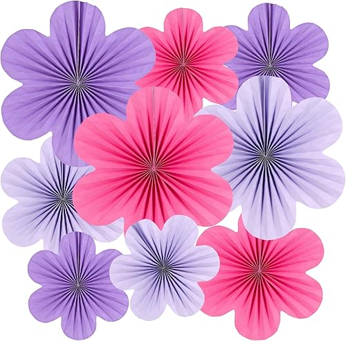 Decoración de flores de papel para pared, abanicos de papel morado, decoración de aula, decoración de fondo floral, decoración de pared de flores
