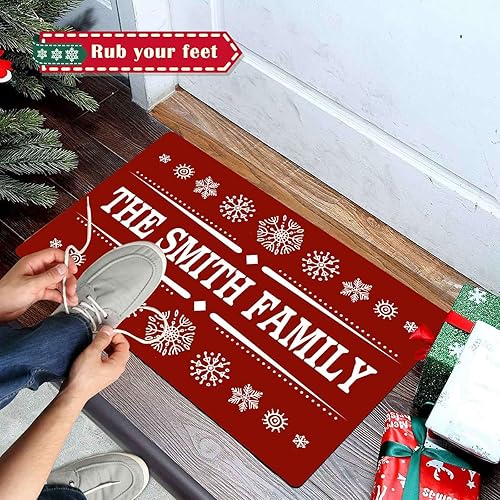 Miniatura 5 de Tapete de Navidad personalizado con texto, tapete de Navidad personalizado para puerta delantera con nombre de la familia, tapete de bienvenida