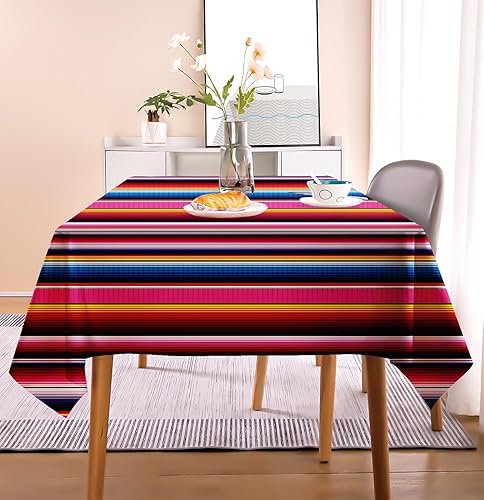 Miniatura 7 de SietDESEO Paquete de 2 manteles rectangulares de plástico de 54 x 108 pulgadas, manteles desechables de serape mexicano para fiesta de Cinco