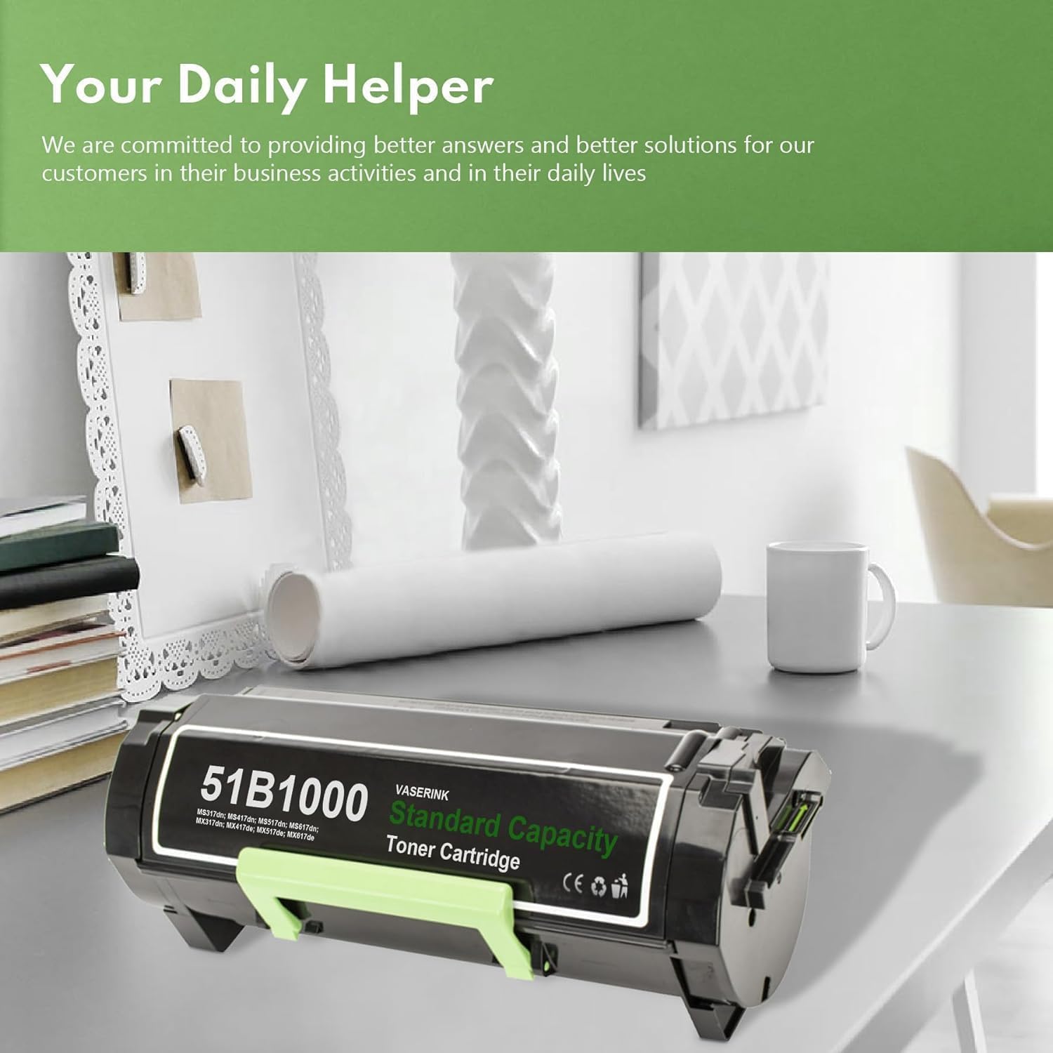 51B1000 High Yield Toner Cartridge Black (2-Pack, 3,000 Pages) Replacement for Lexmark 51B1000 Toner Cartridge MS317dn MX317dn MS417dn MX417de MS517dn MX517de MS617dn MS617de Printers