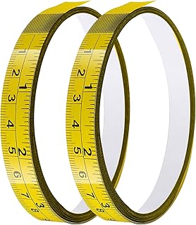 Adhesive Measuring Tapes,Steel Self Tape Measure,1/2" Wide Imperial & Metric Ruler Sticker, Stick On Table Saw and T Track for Woodworking, Drafting (Yellow, Left to Right 78" 2PCS)