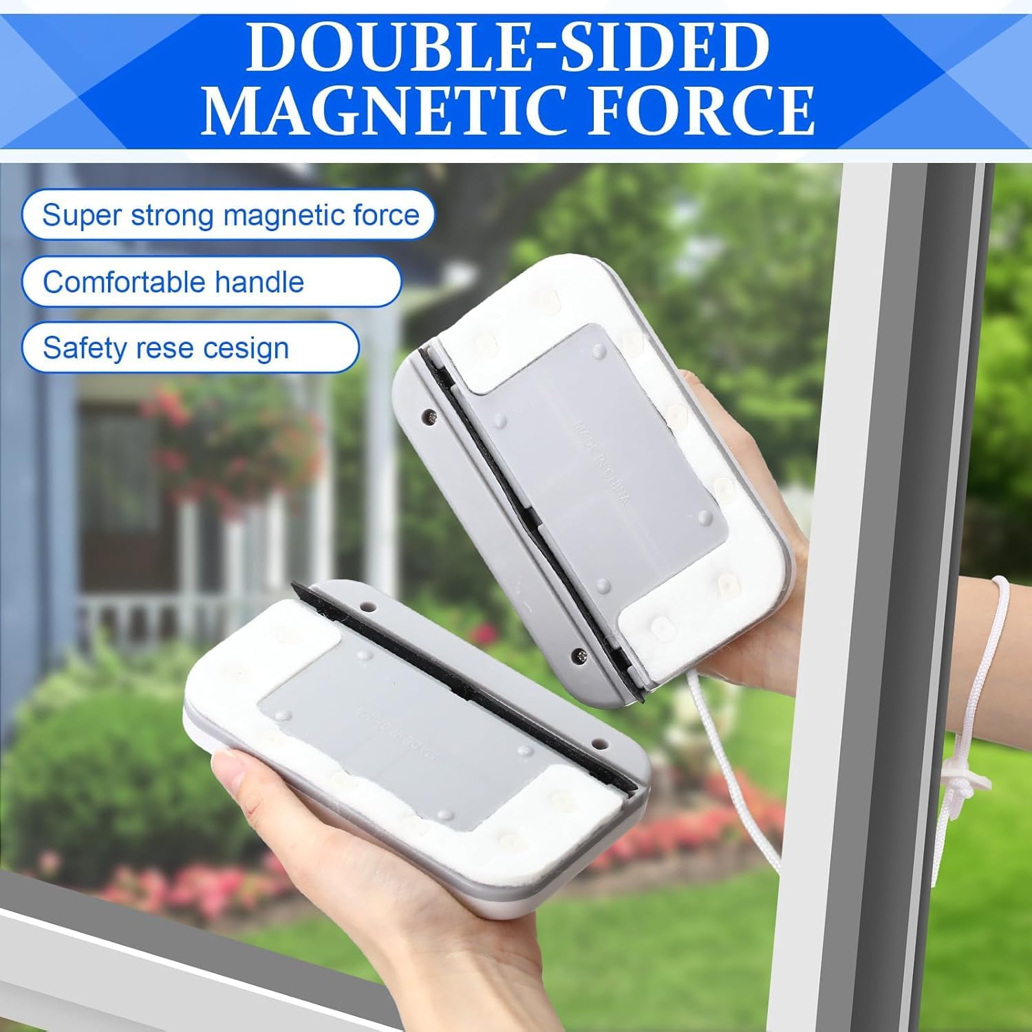 Magnetic Windshield Cleaner Tool Set, Widen Double-Sided Magnetic Window Cleaner Tool, Windshield Magnetic Car Window Cleaner, Glass Thickness 3-10mm for High Rise Car Glazed