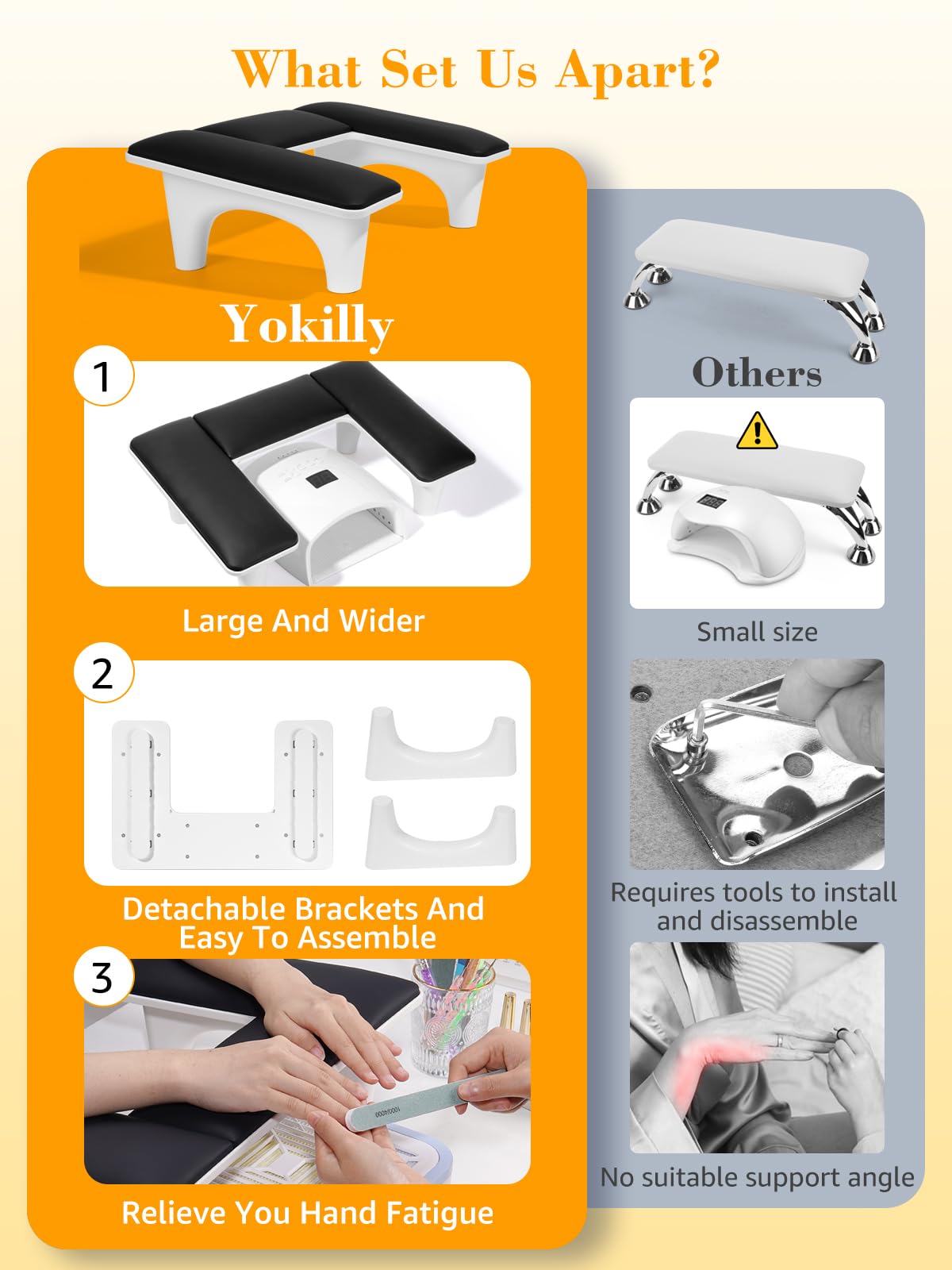 Yokilly Poggiamano per Unghie: Forma U Poggia Mani per Unghie - Appoggia Mani per Unghie per Tavolo Manicure (Nero)