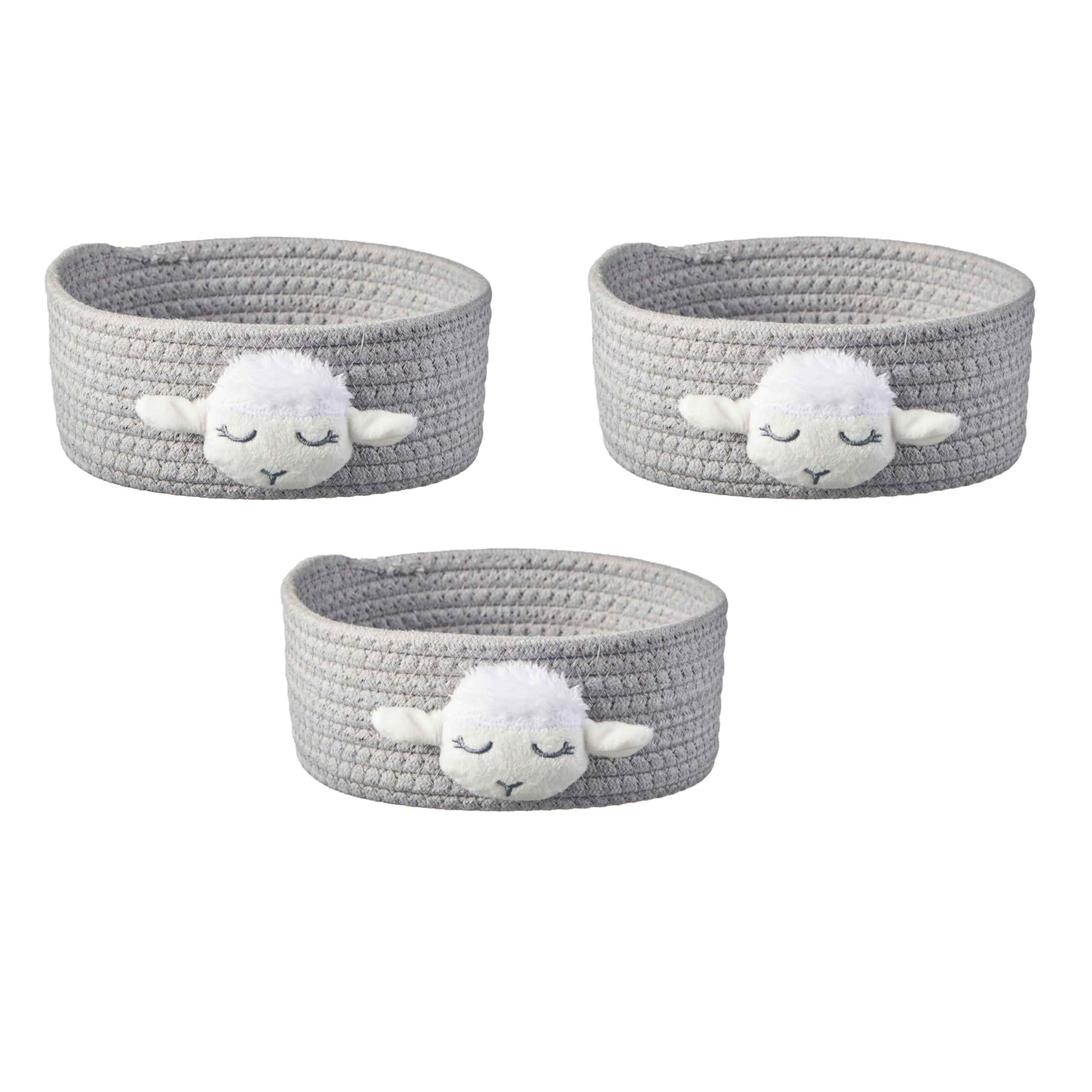 Eden & Willow Sheep Cotton Nursery Room Storage Basket - Eco-Friendly, Durable, And Playful Organisation Solution For Children With Adorable Designs - Set Of 3 (, Small)