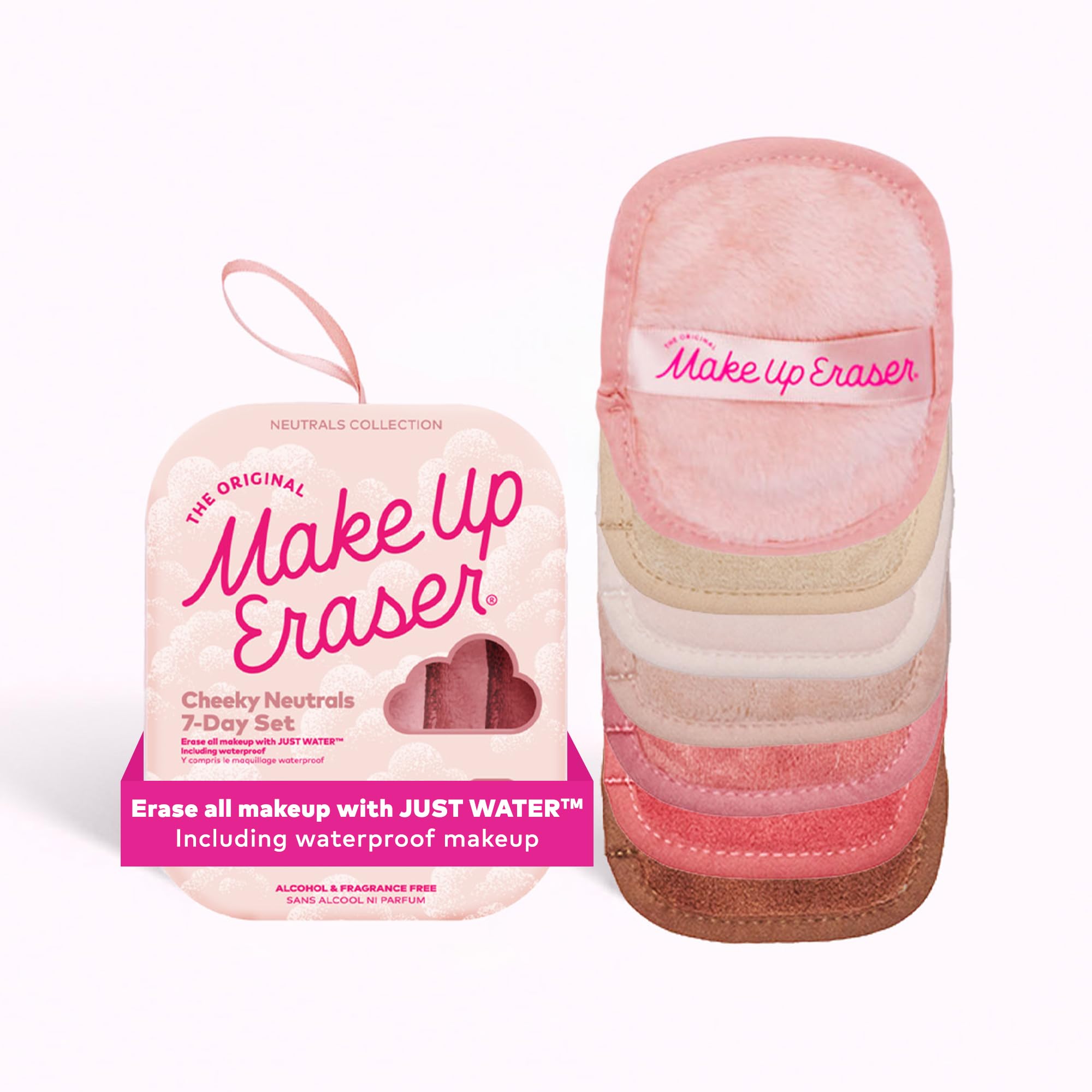 Makeup Eraser7-Day Set, Erase All Makeup with Just Water, Including Waterproof Mascara, Eyeliner, Foundation, Lipstick, and More! Sweet Cheeks Neutrals, 7 ct.