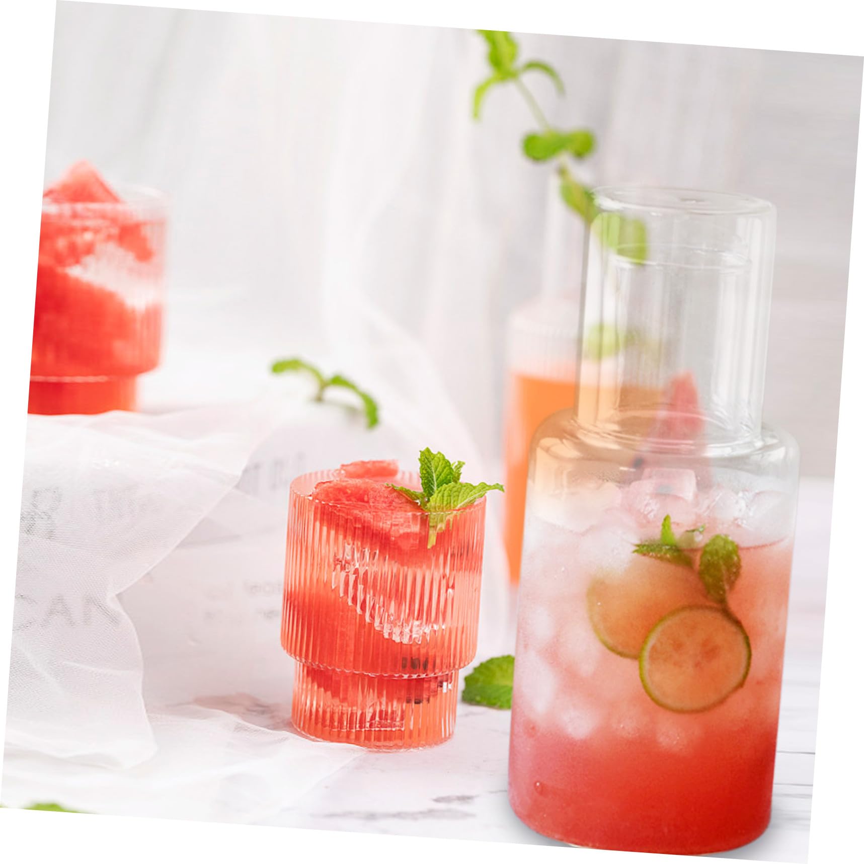 1 Satz Glas Wasserkaraffe mit Becher, 1100ml, für Schlafzimmer