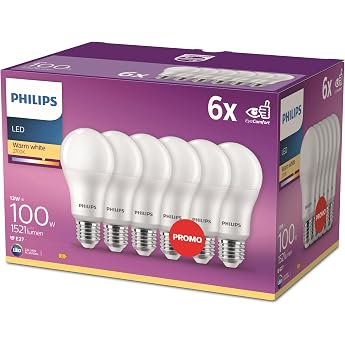 PHILIPS LED Classic Lamp A60 E27 Pack of 6