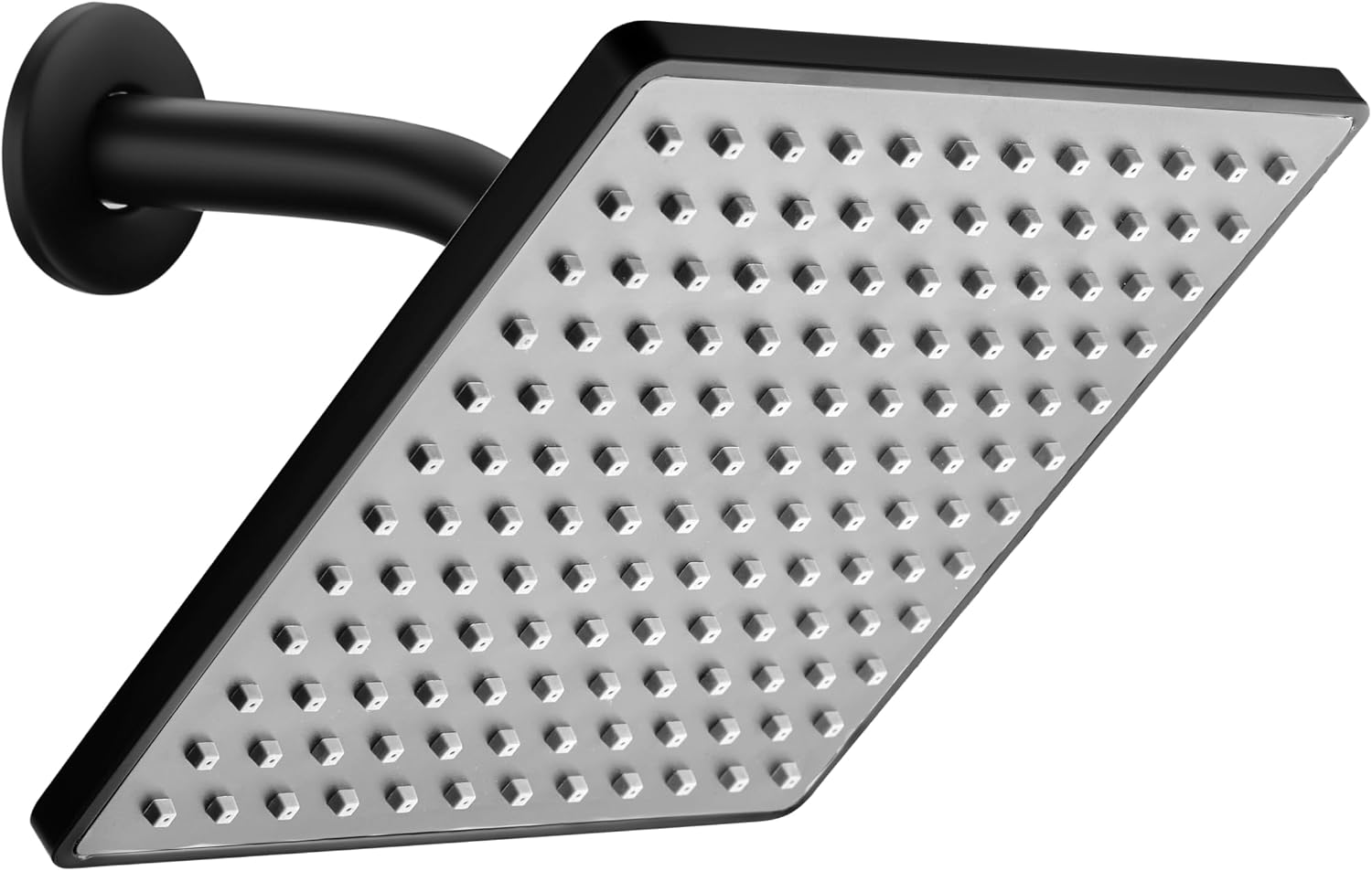8'' Fixed Rain Shower Head- Rainfall- Super Dense 144 Nozzles Jet - Luxury Modern Look– Square Matt Black Angle Adjustable Shower Head Replacement