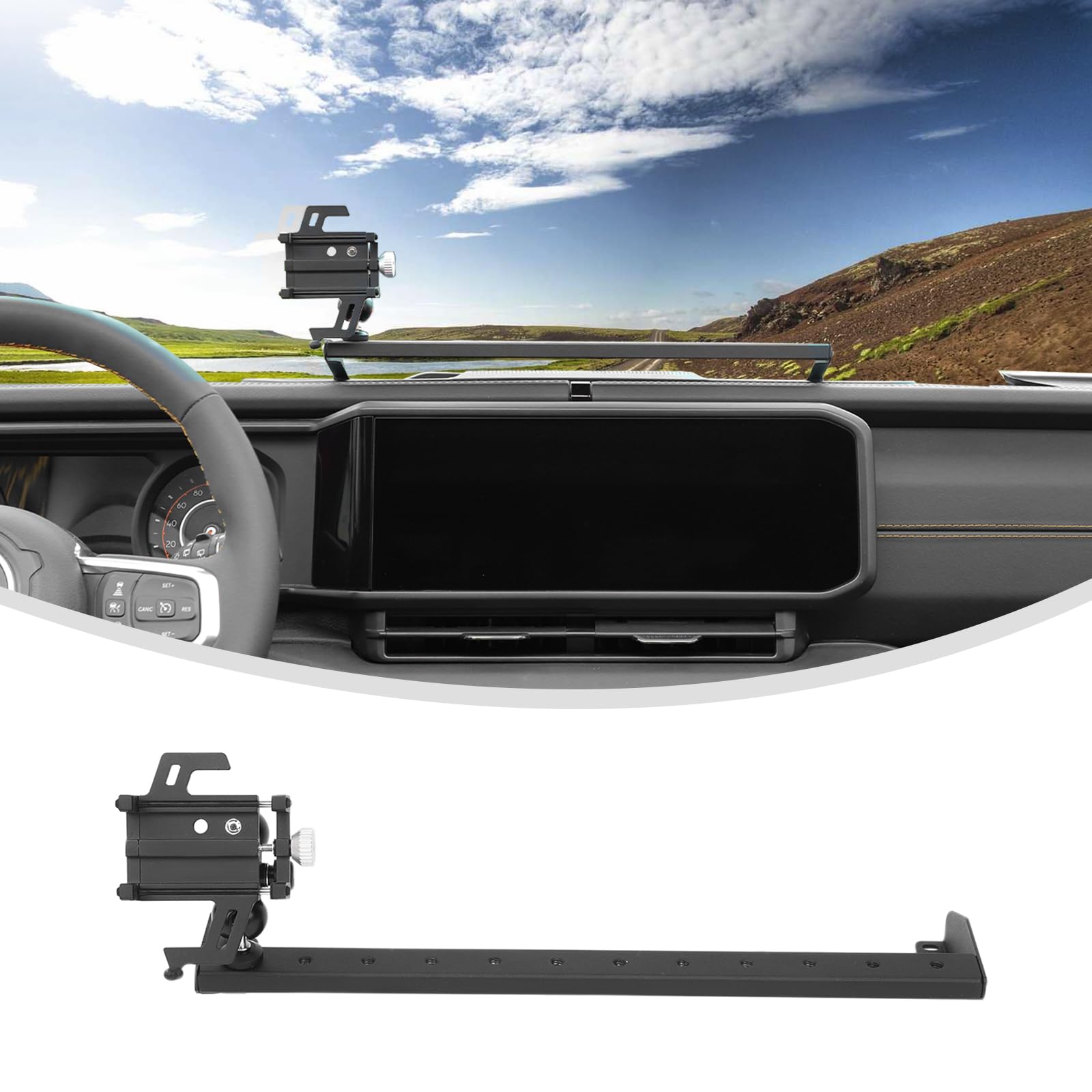 Linskip Dashboard Universal Smartphone Holder for 2024 2025+ Jeep Wrangler JL 4XE & Gladiator JT, 360° Adjustable Phone Holder, Interior Accessories(Black)