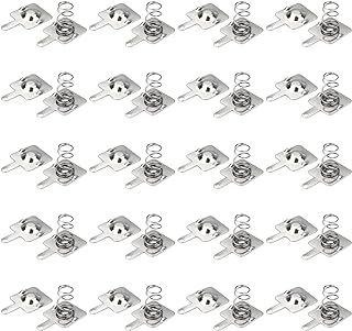 Heyiarbeit 20 Pairs Battery Springs AA Metal Contact Plate Replacement Positive to Negative Conversion Spring Contact for Remote Control Battery Charger Dual-Direction Nickle Plated 12x12mm