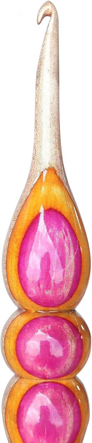 Wood and Resin Mix Crochet Hook 7" Set of 15 pcs -Wooden Ergonomic Soft Handle Crochet Hooks Knitting Needle- Resin Handle Crochet Hook Knit Craft Knitting Needle Weave Yarn/Best Gift (Mixed Wood).