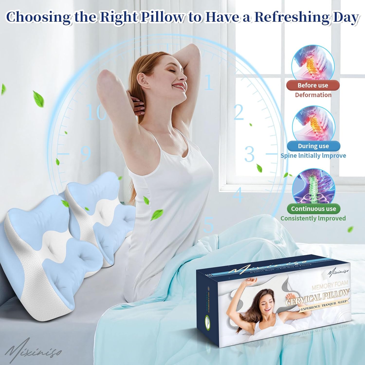 Memory Foam Cervical Pillow for Neck Pain Relief - Ergonomic Contour Pillow for Side, Back & Stomach Sleepers, Orthopedic Neck Support with Cooling Pillowcase - Image 7