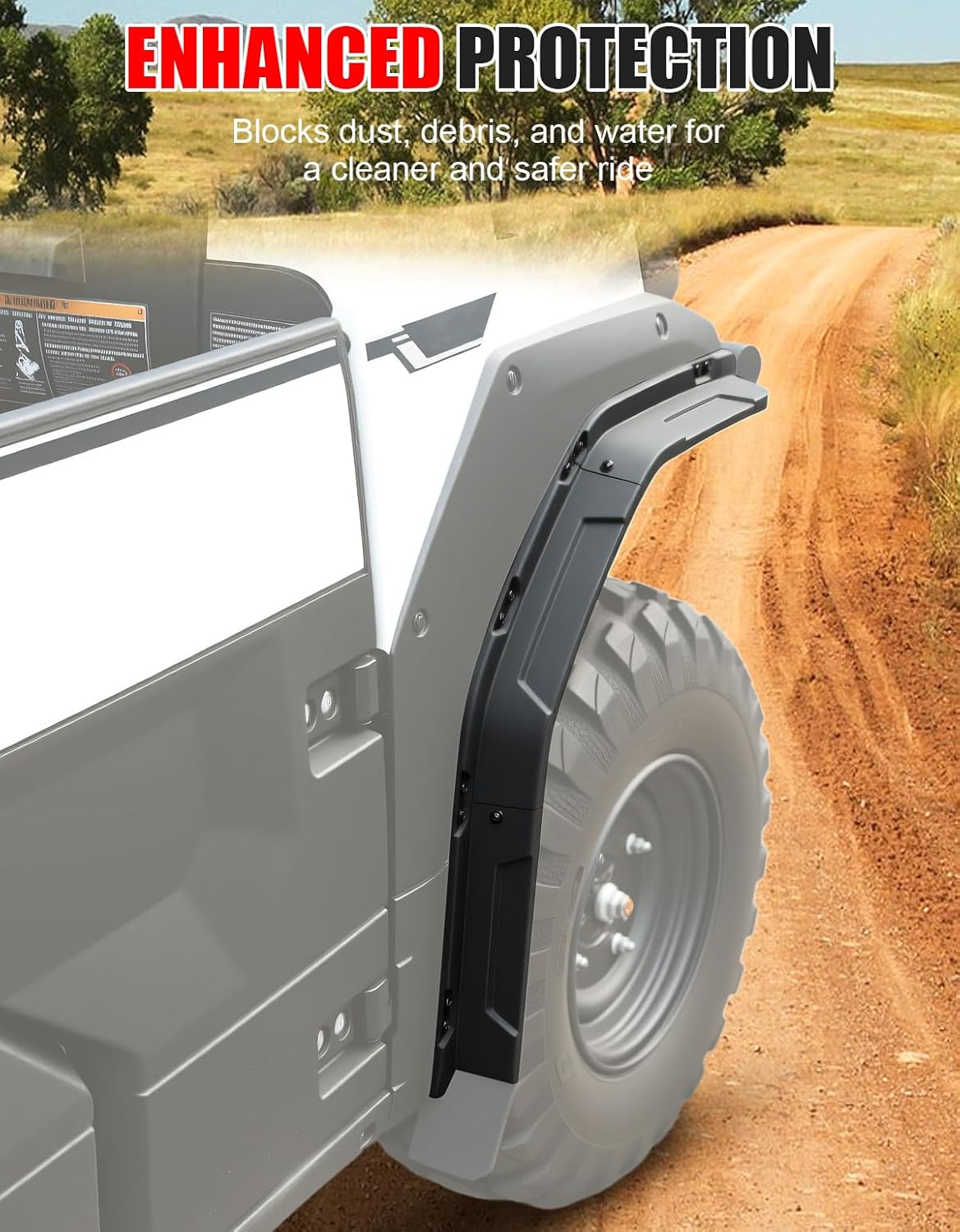 Front Fender Flares for Kawasaki Mule Pro FXT FX DX DXT FXR 15-25, Extended Front Mud Flaps UTV Combined Mud Guards Extension for Kawasaki Mule Pro FXT FX DX DXT FXR 2015-2025 Accessories