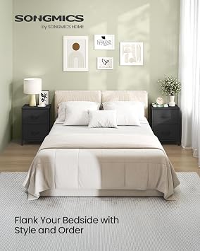 SONGMICS Nightstand with 2 Fabric Drawers, Bedside Table, Side End Table