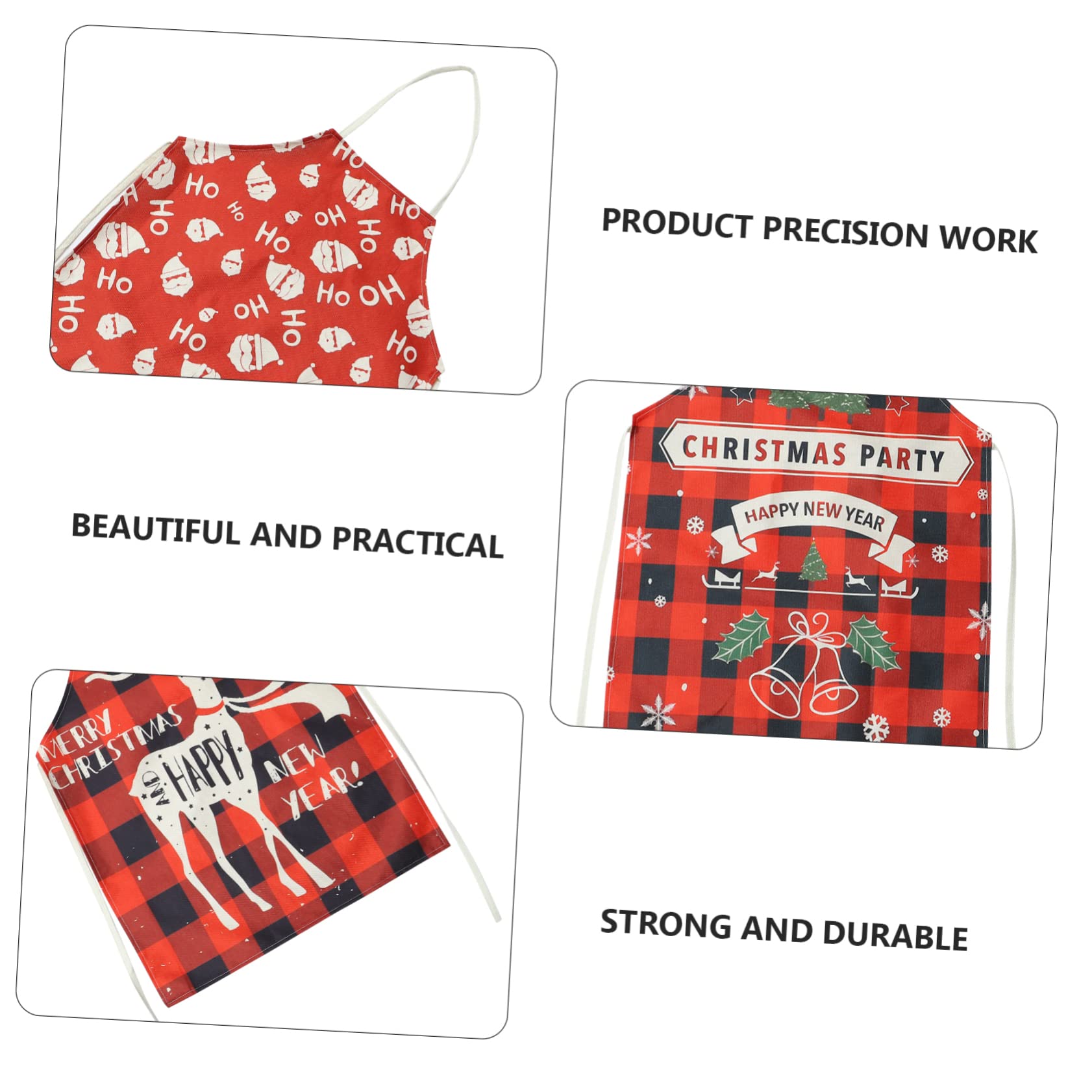 LABRIMP 4piezas Delantal Navideño Para Cocina Estampado Navideño Adorable Para Disfraces De Cocina y Fiestas Navideñas