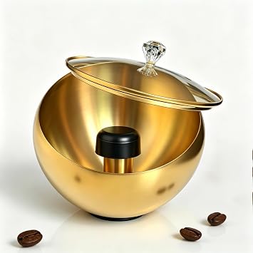 Espresso Knock Box with Glass Lid, Magnetic Knock Bar, Shock-Absorbing Base Holds 20 Pucks Gold | Large Capacity, Stainless Steel ,Coffee Knock Box
