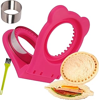 Uncrustables Sandwich Maker Sealer Cutter, Crustless Sandwich Cutter, PB&J Uncrustable Maker - Color Rose Red, Round Shape