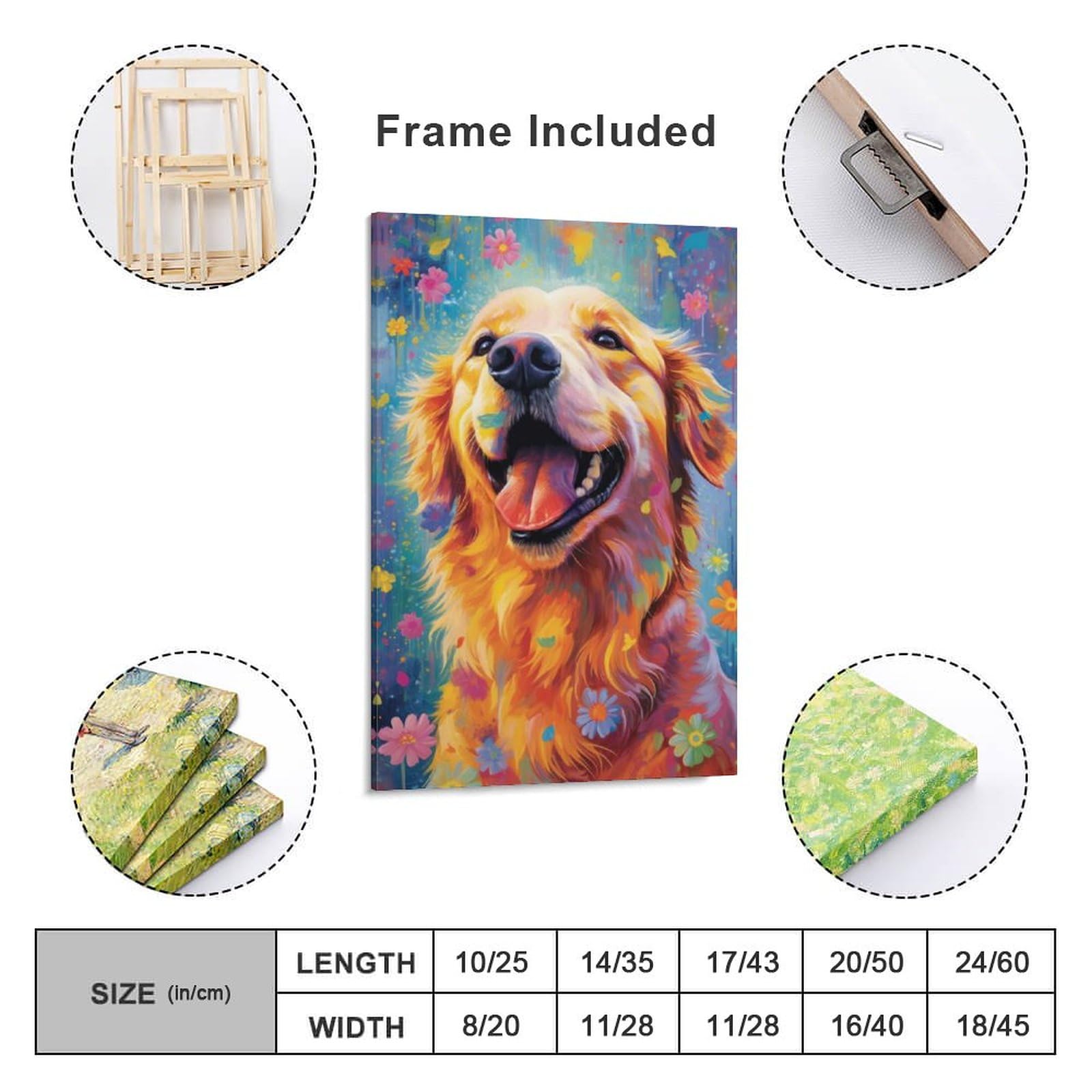 Amazon.co.jp: 絵画 カラフルなゴールデンレトリバーインテリア 絵画
