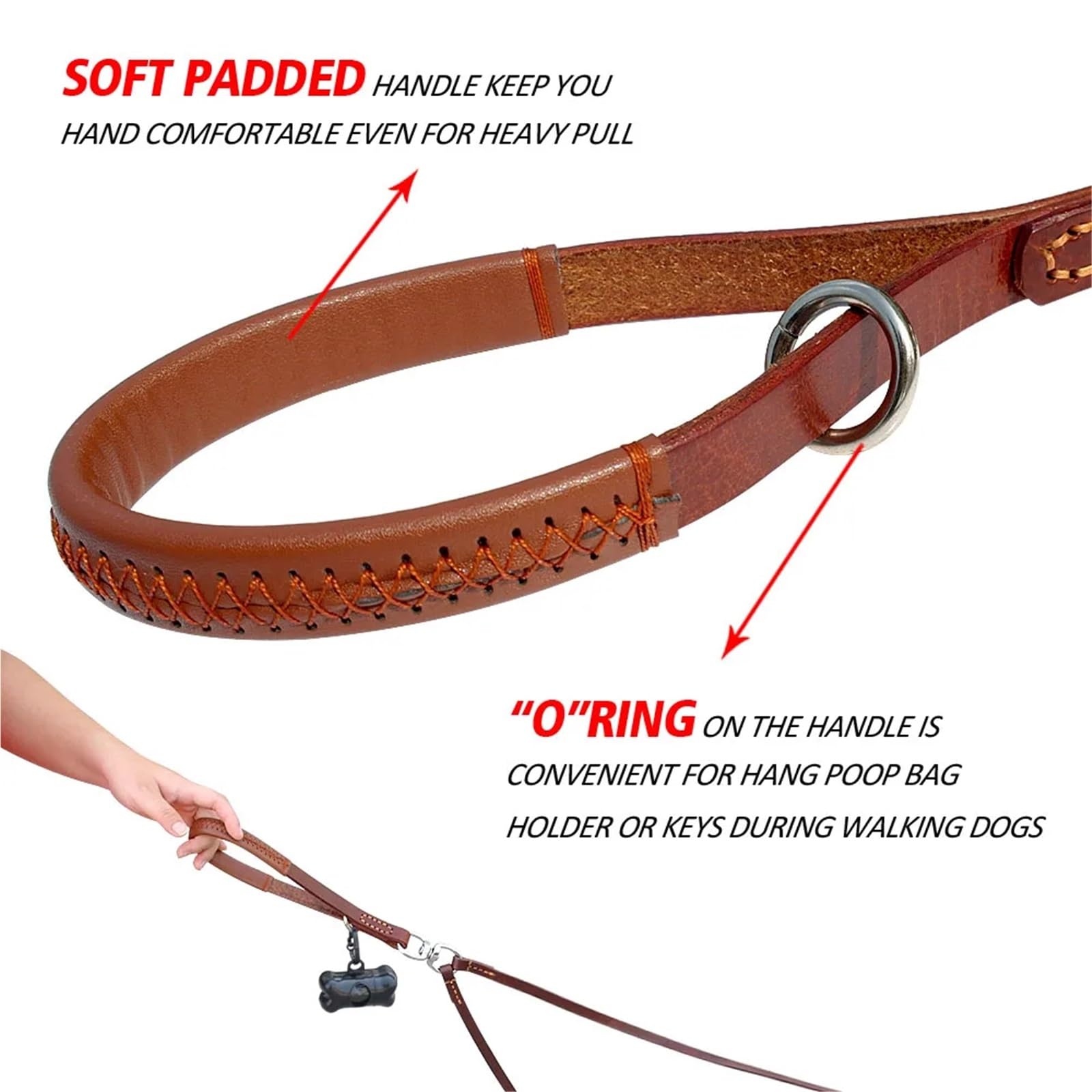 Laisse pour chien 2 voies double en cuir pour animal domestique avec coupleur anti-nœuds avec poignée pour la marche et le dressage de 2 chiens de petite et moyenne taille (noir)