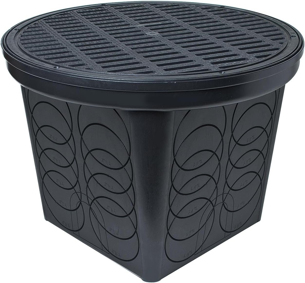 StormDrain FSD-3017 20 in. Large Round Catch Basin with Black Grate Kit