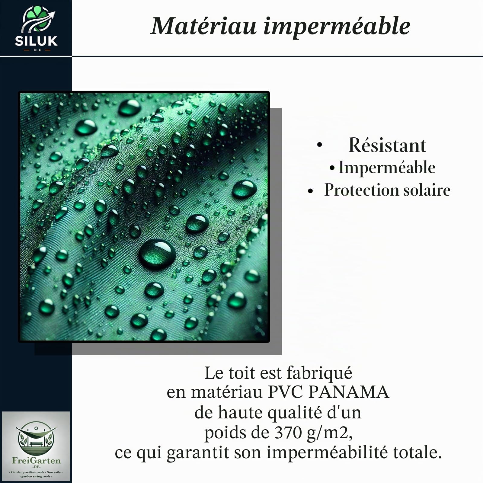 Modèle 2 Toit de rechange pour pavillon de jardin 3 x 3 m Étanche Matériau Panama en PCV souple 370 g/m² ultra résistant