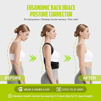 Back Brace Posture Corrector for Men Women, Full Back Support M