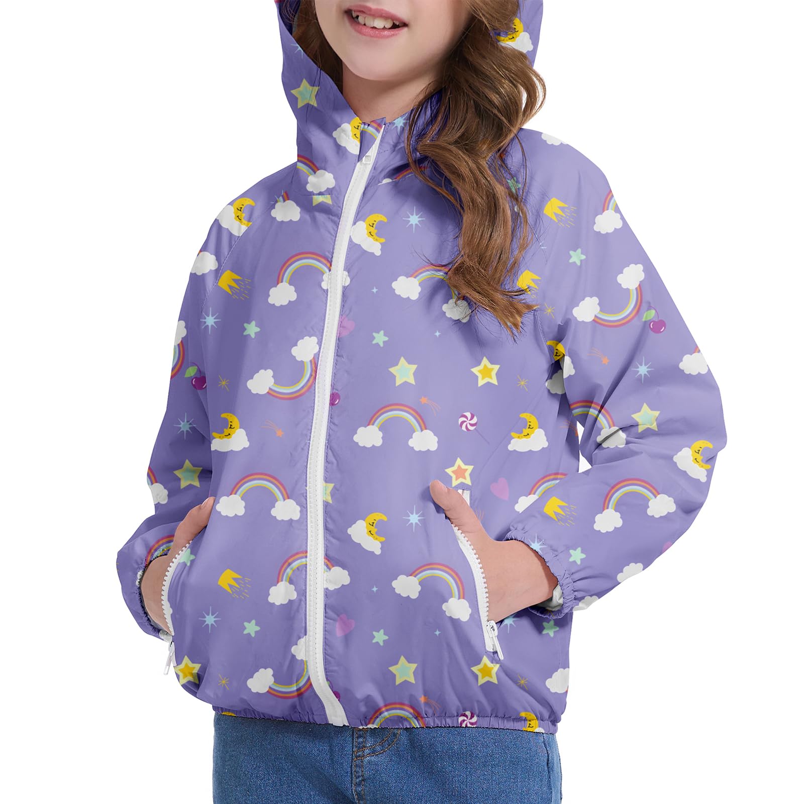 American Trends Chubasquero ligero impermeable para niñas, chaqueta cortavientos, talla 4-10 años