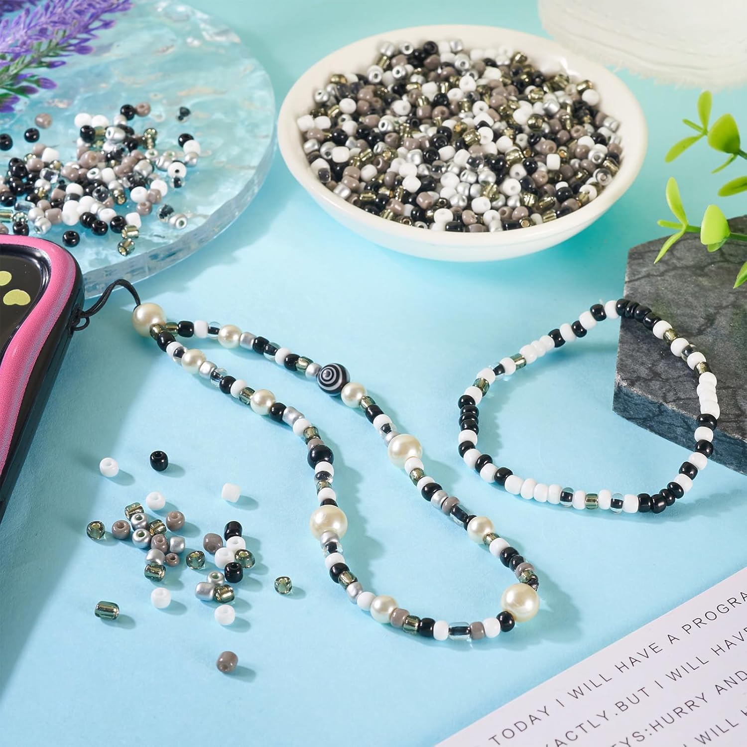 0.22lb 4mm Random Glass Seed Beads 6/0 Mix Rondelle Crystal Pony Beads Bulk Black Brown Seed Bead Kit for Crafts DIY Friendship Bracelets Beading Jewelry Making Supplies - Image 3