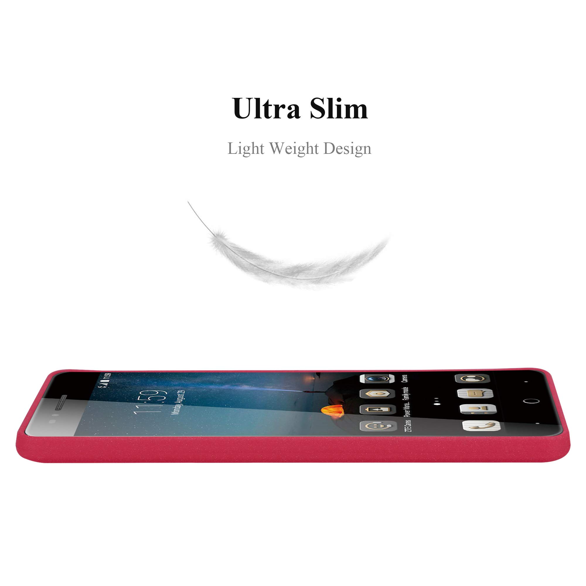 Cadorabo Custodia Morbida Per ZTE Blade L7 – Cover Sottile In Silicone TPU, Colore Rosso Frost, Antiurto - 3