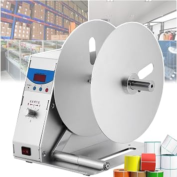 Automatic Label Rewinder, 8.58" Bidirectional Label Rewinder, 1"/1.5"/3" Core, Maximum Label Width 4.53", 12-50 RPM Adjustable, Office, Warehouse, Production Line Label Rewinder
