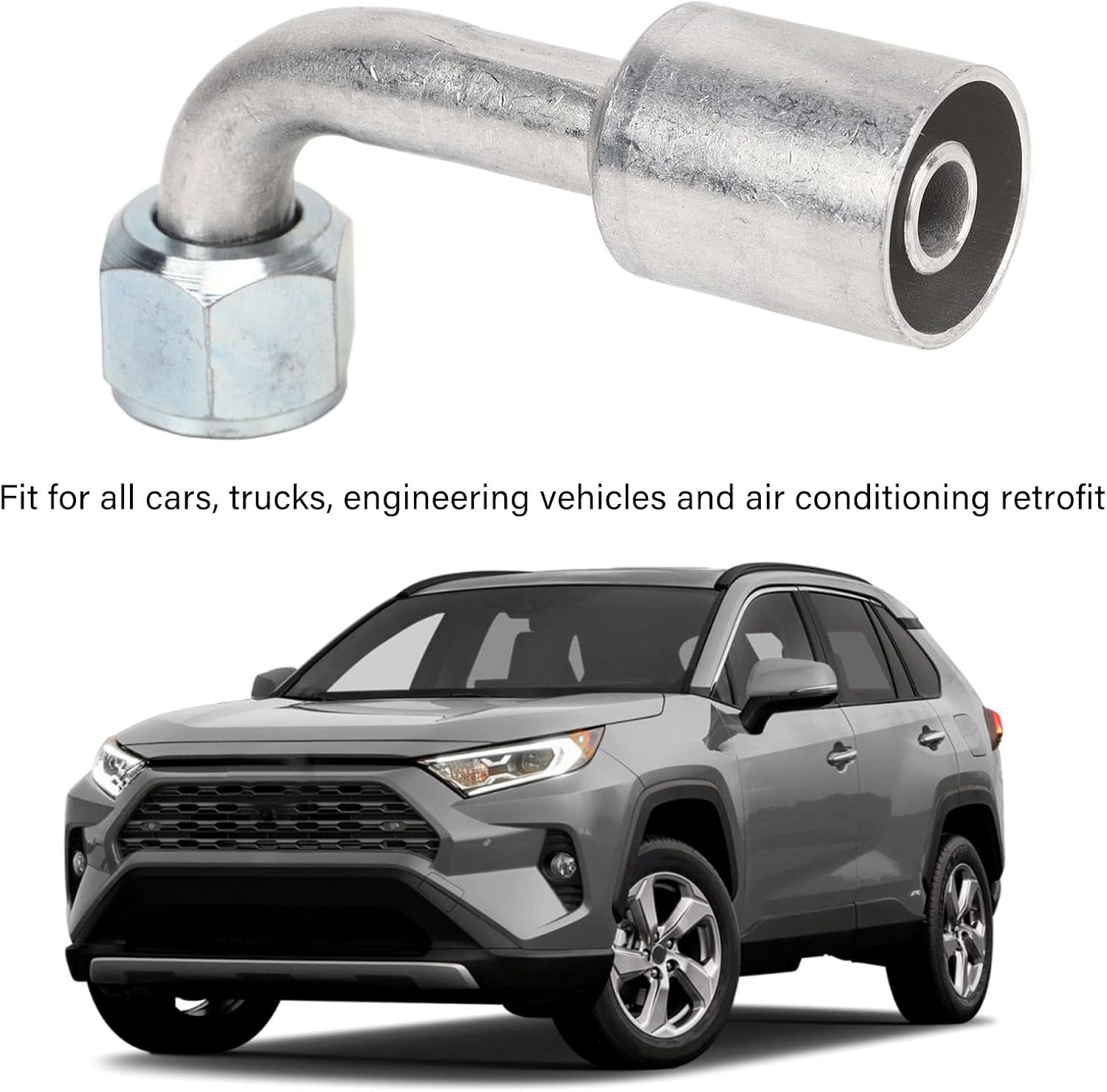 10 Pcs Air Conditioner Aluminum Connector, Bent Foot 90 Degree AC Connector Pipe, Air Conditioner Elbow Joint Connector for Cars, Trucks, Engineering Vehicles