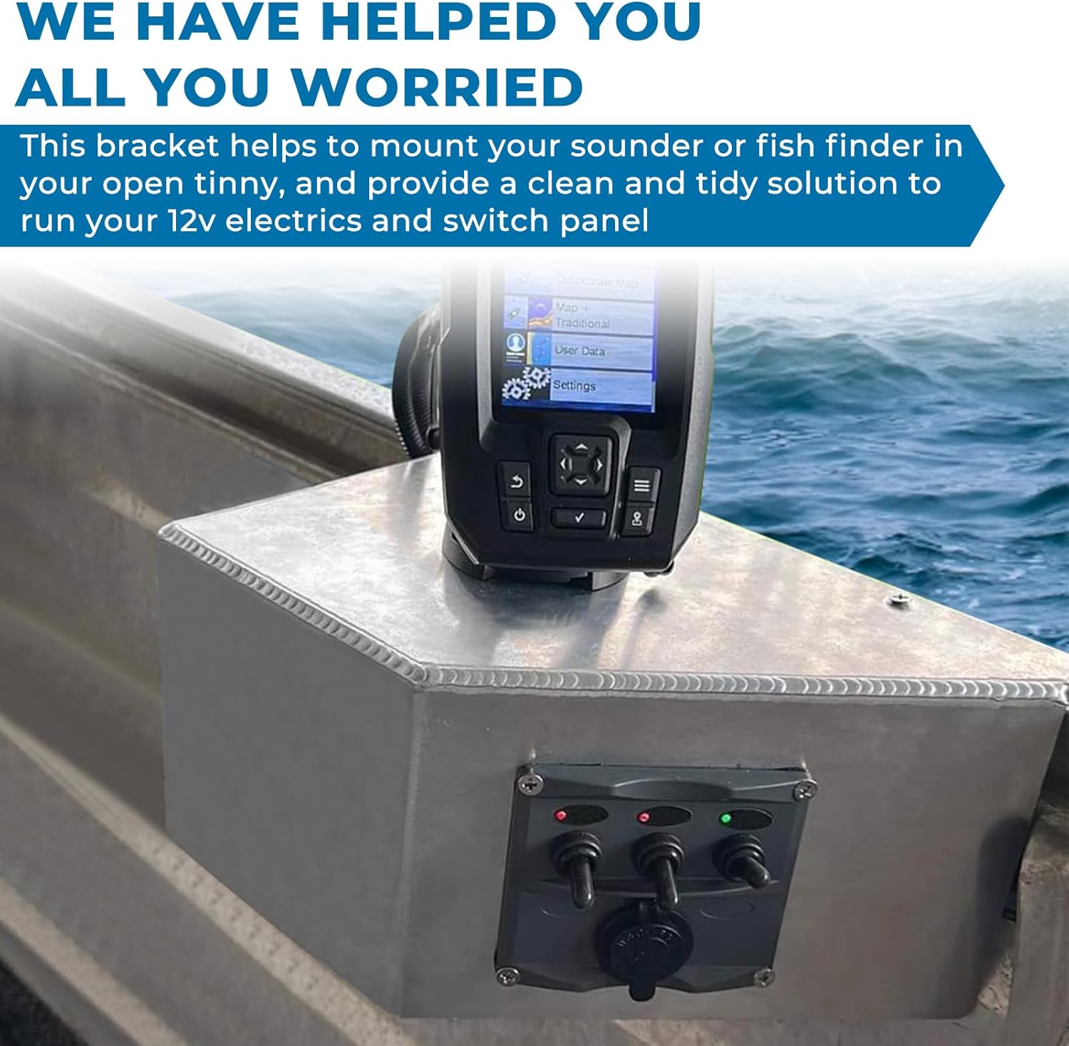 Alpha Rider Aluminum Side Console Switch Panel Mount for Boats Bracket for Fish Finders Boat Accessories