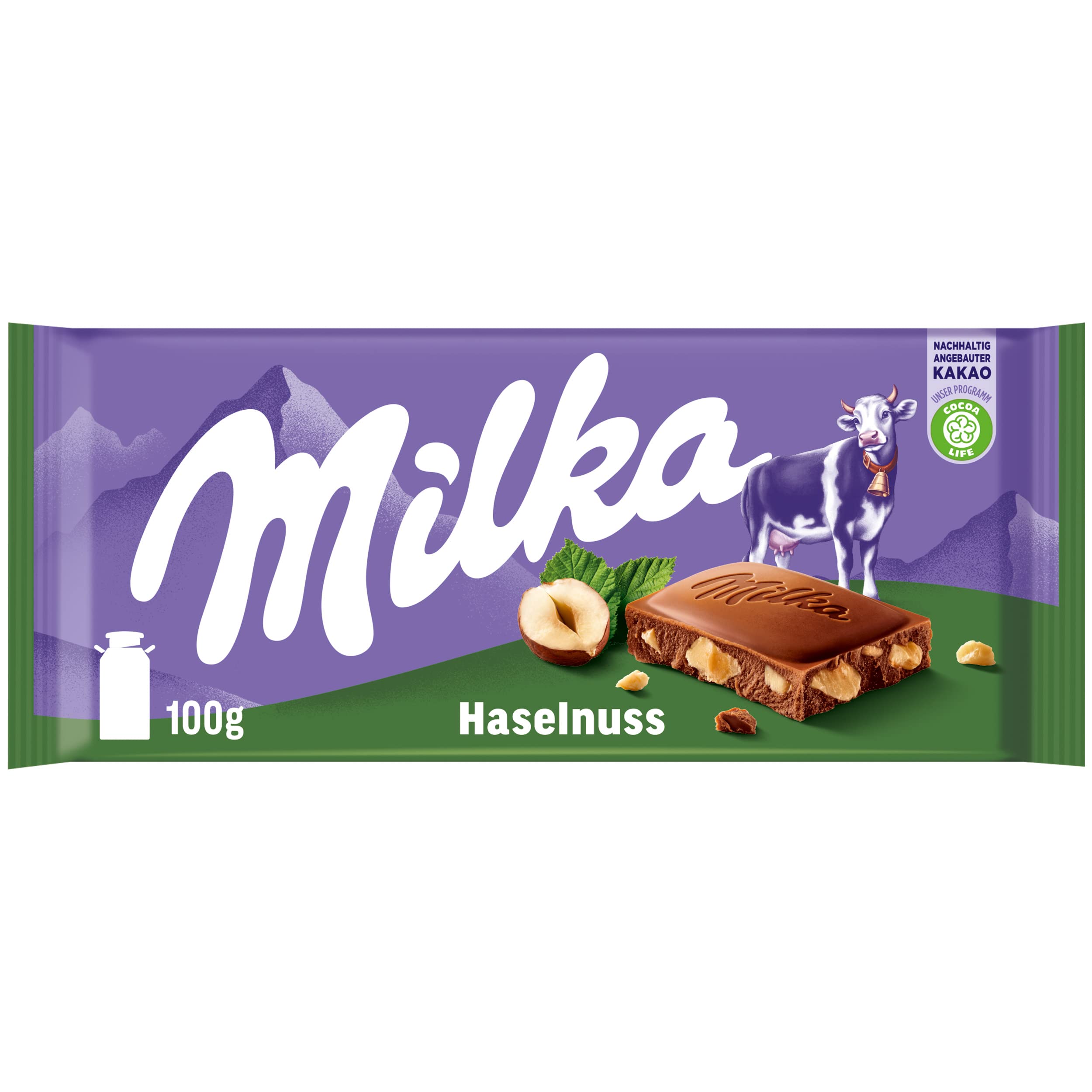 Milka Haselnuss Tafel 22 x 100g – Alpenmilch Tafelschokolade mit feinen Haselnüssen, Noch schokoladiger