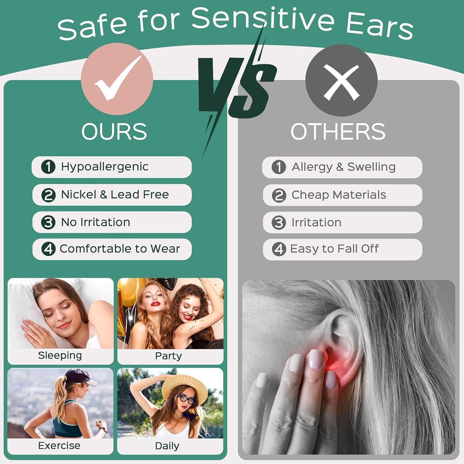 ChicSilver Heart Stud Earrings for Women 925 Sterling Silver Heart Earrings for Women Hypoallergenic Tiny Stud Earrings 5/7/10MM - Image 6