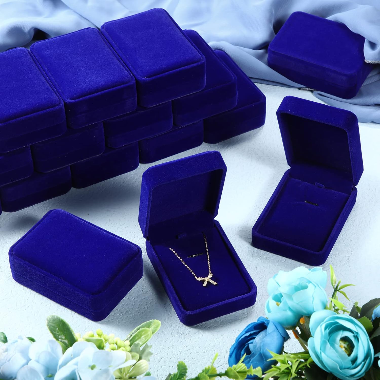 24 Pcs Necklace Pendant Box Velvet Jewelry Storage Display Case Ring Earring Pendant Jewelry Boxes Pearl Necklace Holder Gift Boxes for Christmas Wedding Engagement Birthday Anniversary(Royal Blue) - Image 6