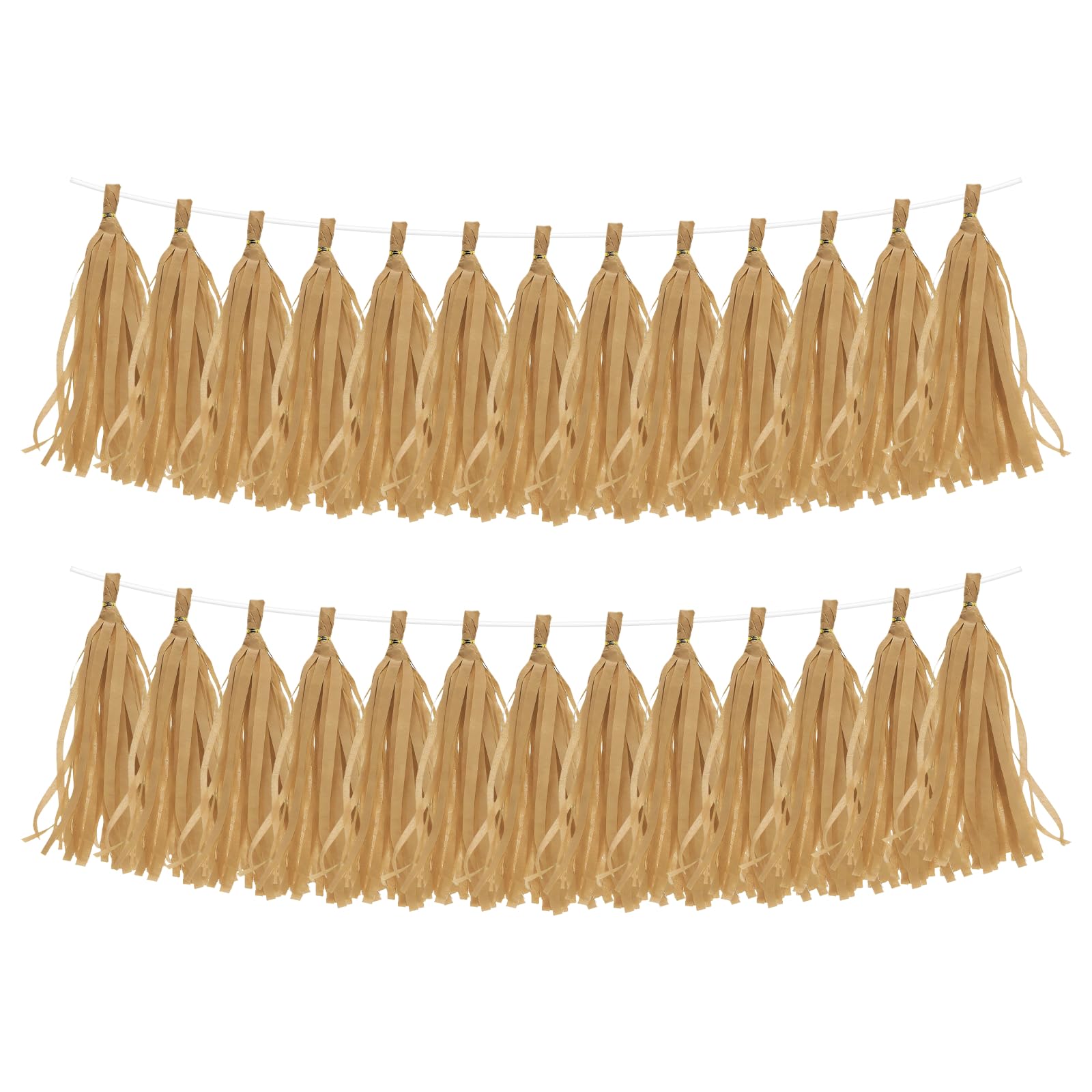 sourcing map 30Pcs Paper Tassels Garland, Tassel Garland Banner with Rope and Tie Wire for Party Decorations Wedding Decorations Football Party Engagement Decor DIY, Beige