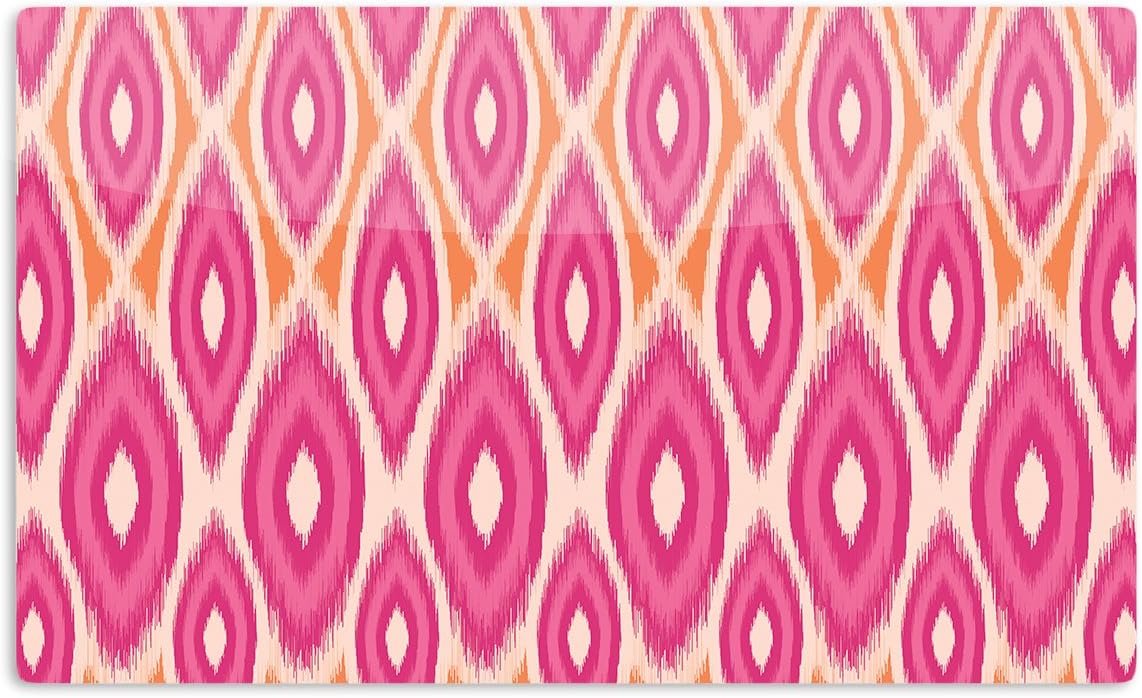 Amanda Lane "Pink and Orange Moroccan" Magenta Tangerine Artistic Aluminum Magnet, 2" by 3", Multicolor